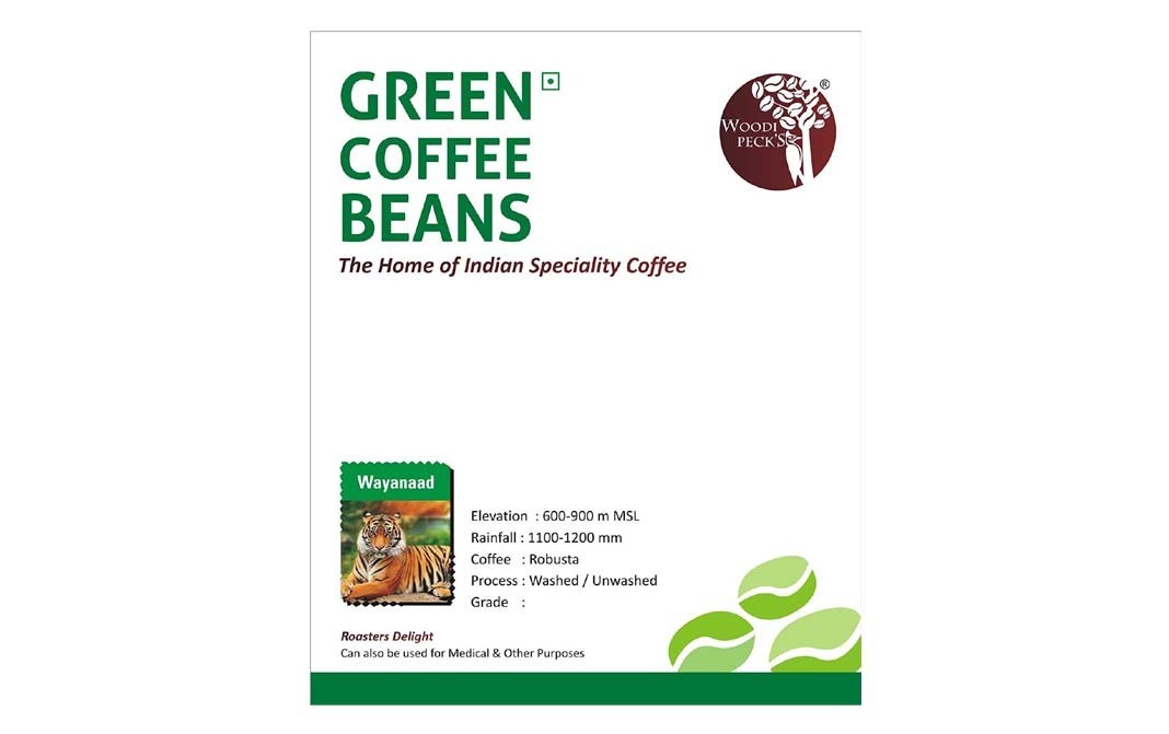Woodi Peck's Green Coffee Beans, Wayanaad   Box  200 grams